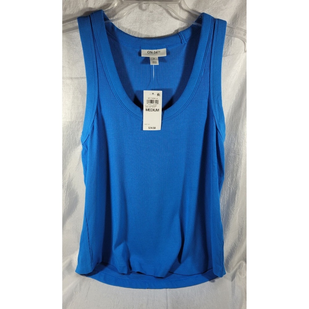 On 34th Women's Rayon Blend Sleeveless Ribbed Tank Top - Brilliant Blue - Medium